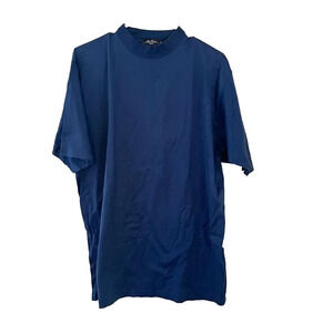 Alan Flusser Golf Mens Navy Blue T Shirt Large Pullover Short Sleeve Mock Neck